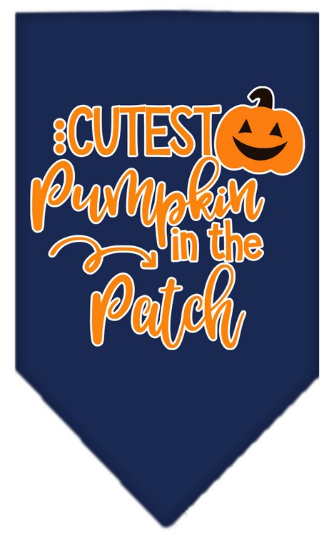 Cutest Pumpkin in the Patch Screen Print Bandana Navy Blue Small